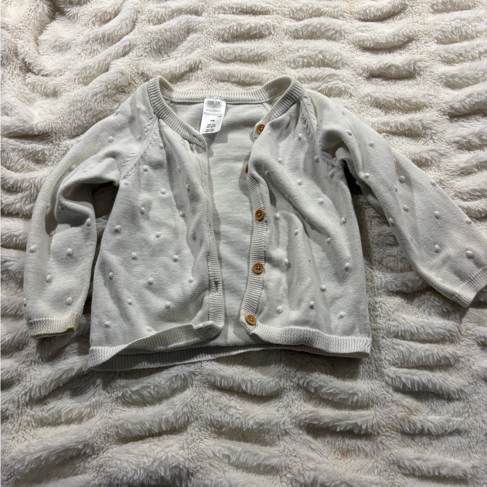 Kids White Cardigan Sweater